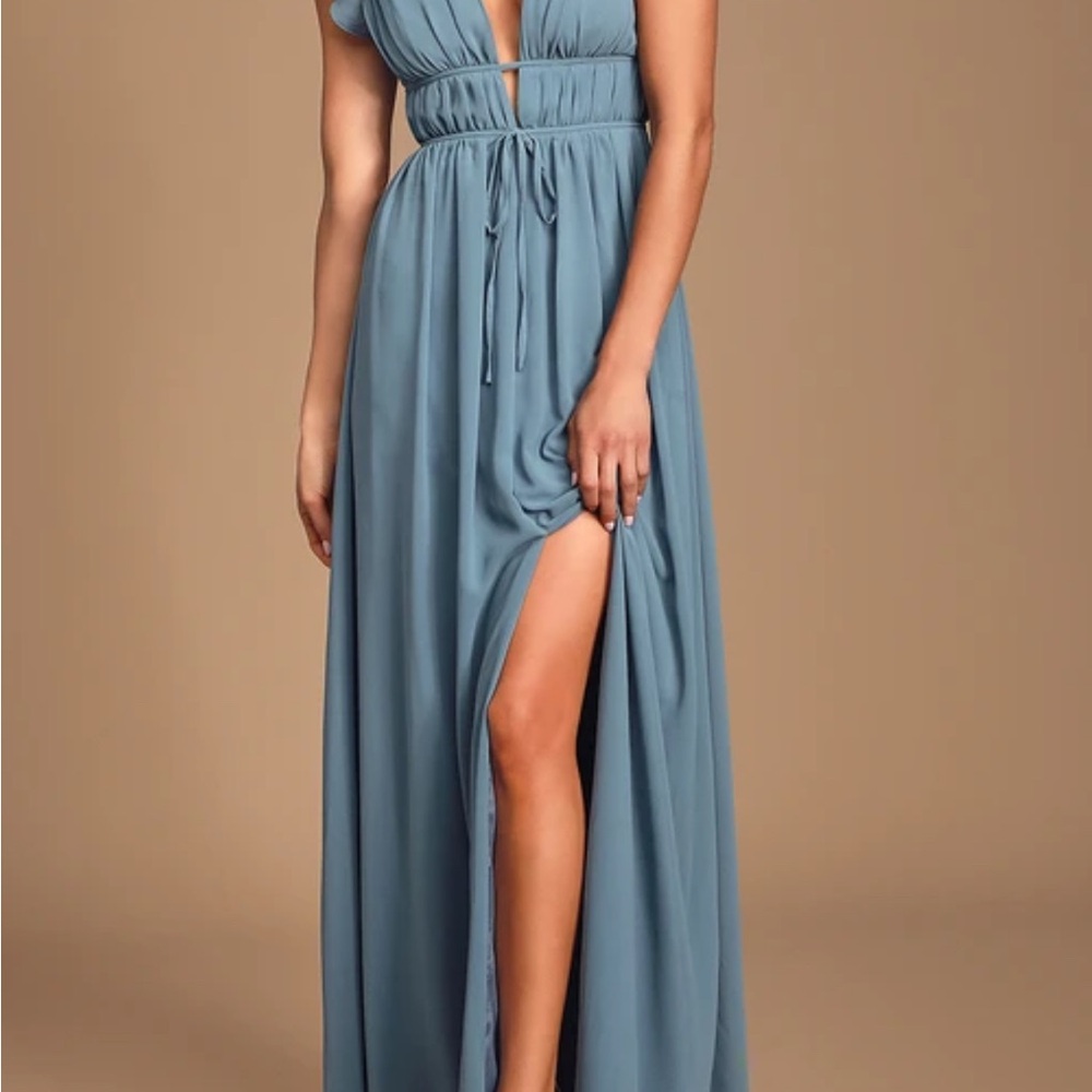 Lulu's Slate Blue Maxi Dress